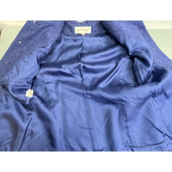JONES NEW YORK Blazer Jacket 100% Wool Button Up  Blue Size 8 - Picture 7 of 16